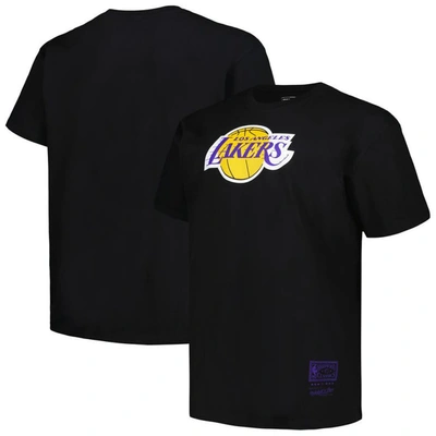 Mitchell & Ness Black Los Angeles Lakers Big & Tall Hardwood Classics Vintage Logo T-shirt