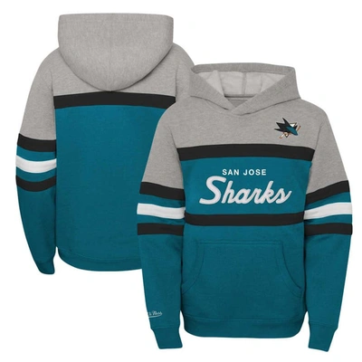 Mitchell & Ness Kids' Youth Teal San Jose Sharks Head Coach Pullover Hoodie