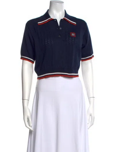 Pre-owned Miu Miu 2022 Silk Polo In Blue