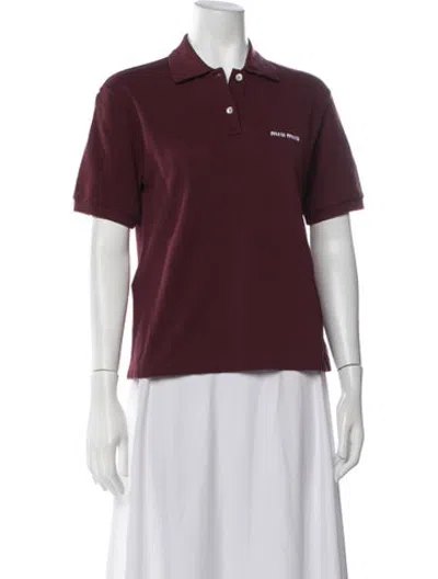 Pre-owned Miu Miu 2025 Short Sleeve Polo In Burgundy