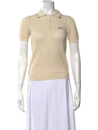 Pre-owned Miu Miu 2025 Short Sleeve Polo In Yellow