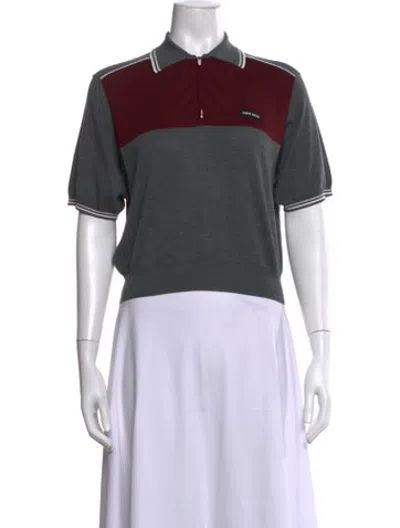 Pre-owned Miu Miu 2025 Silk Polo In Grey
