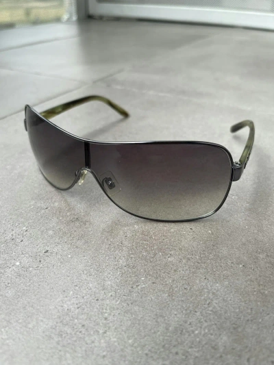 Pre-owned Miu Miu Ds!  Smu50g 5av-2q1 Marble Silver Shield Sunglasses In Silver Marble Green