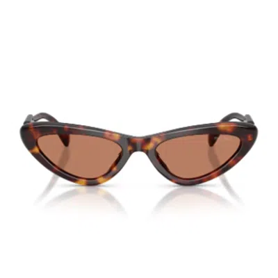 Miu Miu Havana B11su Acetate Narrow Cat-eye Sunglasses In Brown