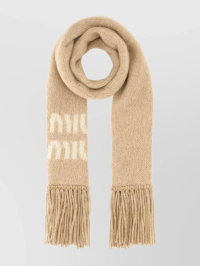Miu Miu Logo In Beige O Tan