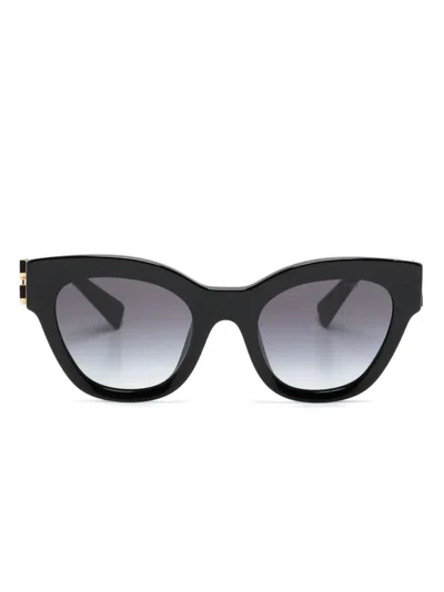 Miu Miu Logo-lettering 01ys Sunglasses In Black
