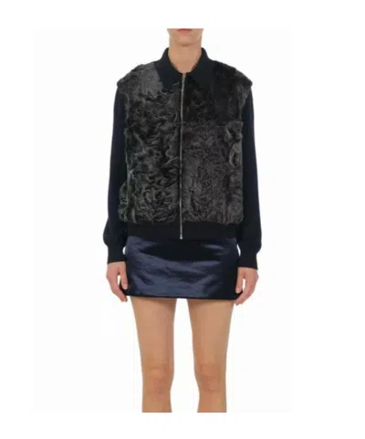 Miu Miu Paneled Sweater In Black