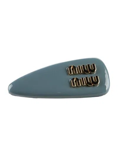 Pre-owned Miu Miu Patent Leather Hair Clip In Blue