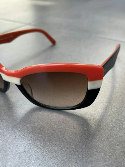 Pre-owned Miu Miu Prada Spr 03n Dan-6s1 Black White Red Sunglasses In Black Red White