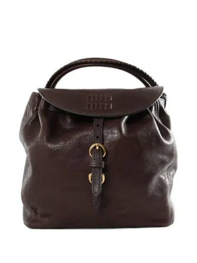 Miu Miu Rendez-vous Nappa Leather Backpack In Brown