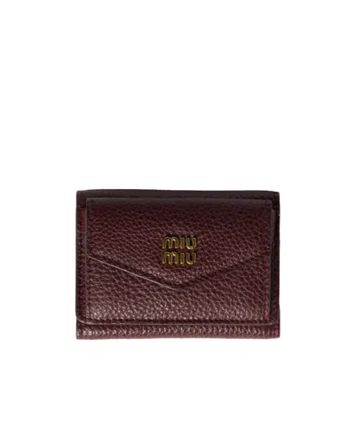Miu Miu Small Leather Wallet In Burgundy