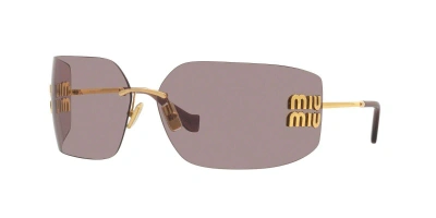 Pre-owned Miu Miu Smu 54ys Gold/light Purple Brown (5ak0/6i) Sunglasses