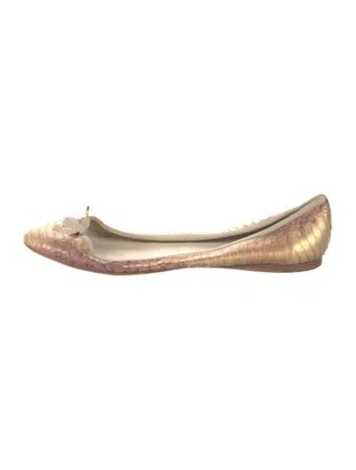 Pre-owned Miu Miu Water Snake Animal Print Ballet Flats In Neutrals
