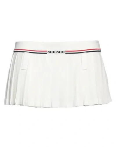 Miu Miu Woman Mini Skirt White Size 8 Viscose, Elastane