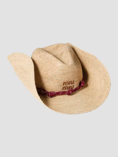 Miu Miu Women's Raffia Hat In Gray