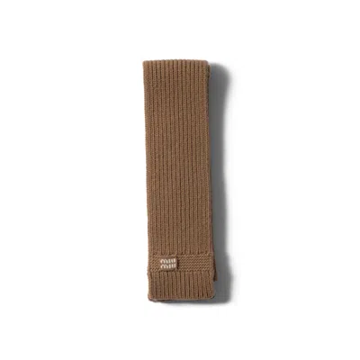 Miu Miu Wool And Cashmere Scarf In Brown