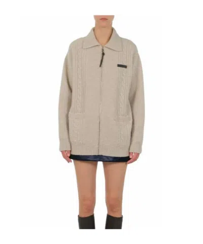 Miu Miu Zip-up Sweater In Gray