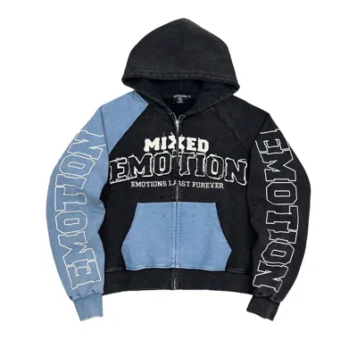 Pre-owned Mixed Emotion Split Decision Zipup Hoodie 'black/blue' | Men's Size Xxl