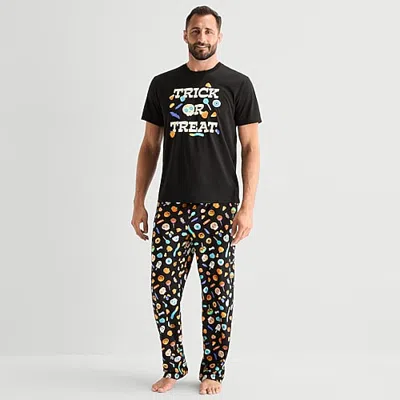 Mixit Unisex Adult Crew Neck Short Sleeve 2-pc. Pajama Set In Black