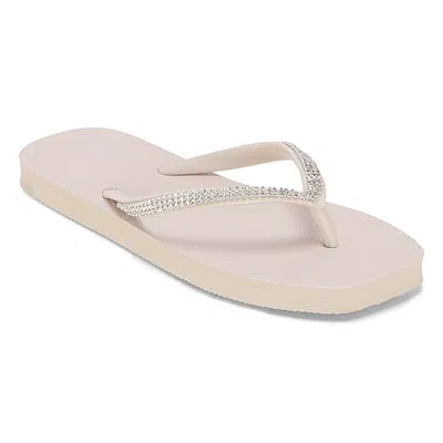 Mixit Womens Rhinestone Flip-flops In Beige