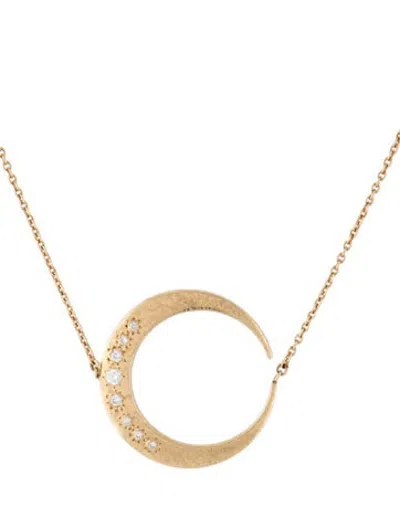 Pre-owned Mizuki 14k Diamond Crescent Moon Pendant Necklace, 16" In Multicolor