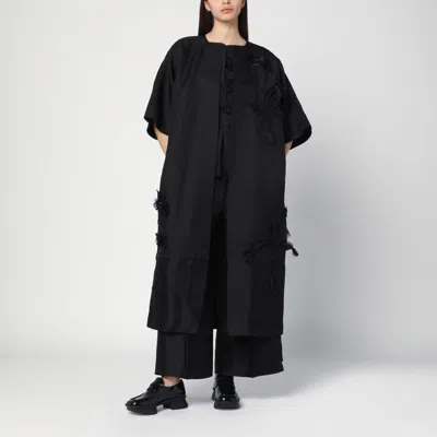 Mark Kenly Domino Tan Atelier Cova Black Coat In Silk And Wool