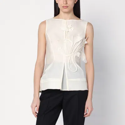 Mark Kenly Domino Tan Atelier Tami Ivory Top In Silk And Wool In White
