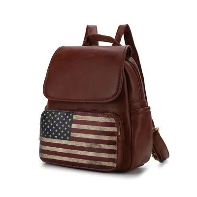 Mkf Collection Regina Printed Flag Vegan Leather Women Backpack By Mia K