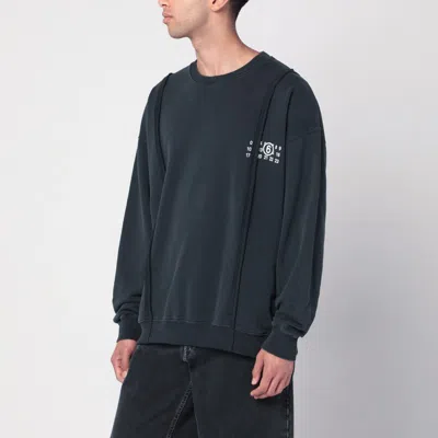 Mm6 Maison Margiela Black Sweatshirt With Numeric Logo In Cotton