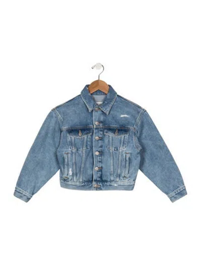 Pre-owned Mm6 Maison Margiela Kids' Girls Branded Denim Jacket In Blue
