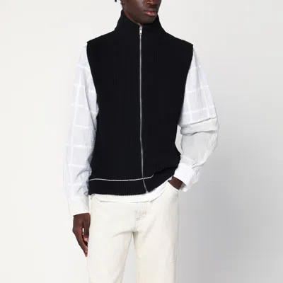 Mm6 Maison Margiela Vest With Zip Black In Cotton Blend