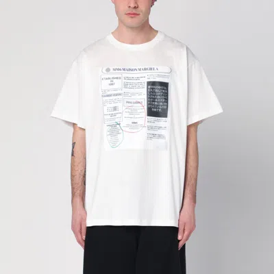 Mm6 Maison Margiela White T-shirt With Journalistic Print