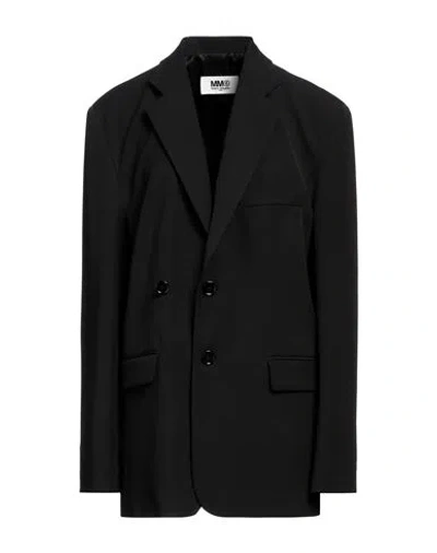 Mm6 Maison Margiela Woman Blazer Black Size 10 Polyester, Viscose, Elastane