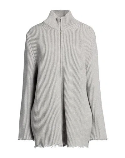 Mm6 Maison Margiela Woman Cardigan Light Grey Size M Cotton, Wool, Polyamide, Elastane In Gray
