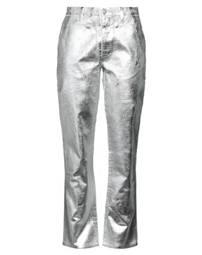 Mm6 Maison Margiela Woman Denim Pants Silver Size 10 Cotton