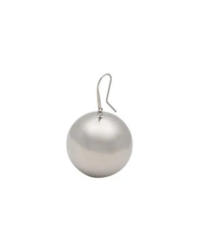 Mm6 Maison Margiela Woman Single Earring Silver Size - Brass In Gray