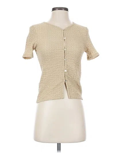 Pre-owned Mng Short Sleeve Blouse In Tan