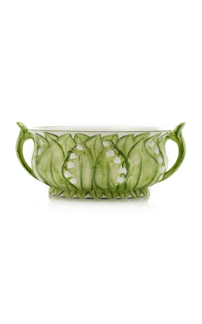 Moda Domus Lily Of The Valley Ceramic Planter In Green