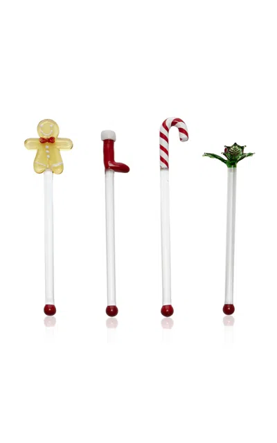 Moda Domus - Set-of-four Holiday Cocktail Stirrers - Multi