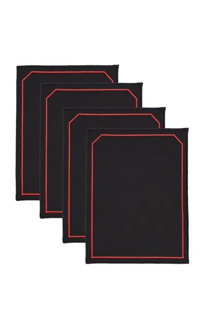 Moda Domus - Set-of-four Linen Cocktail Napkins - Black