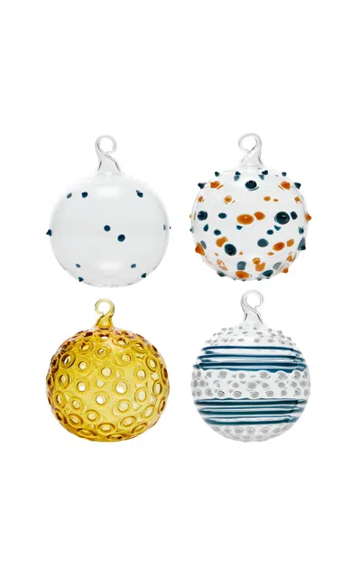 Moda Domus - Set-of-four Mixed Hand-blown Glass Ornaments - Multi