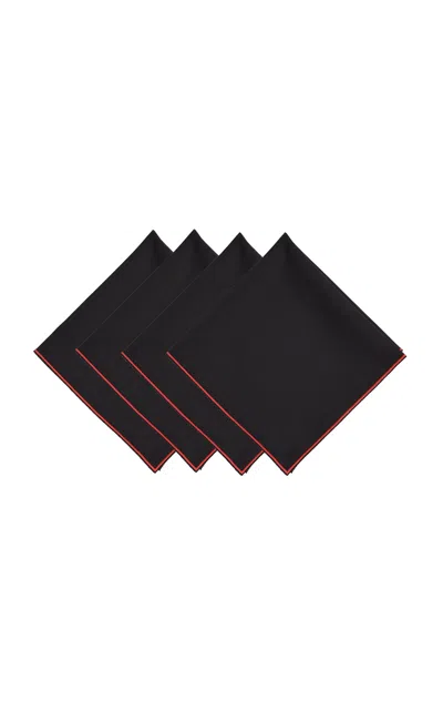 Moda Domus - Set-of-four Wool-blend Dinner Napkins - Black In Animal Print