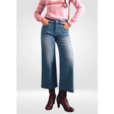 Modcloth Luck Of The Stylish Wide Leg Crop Jeans In Blue