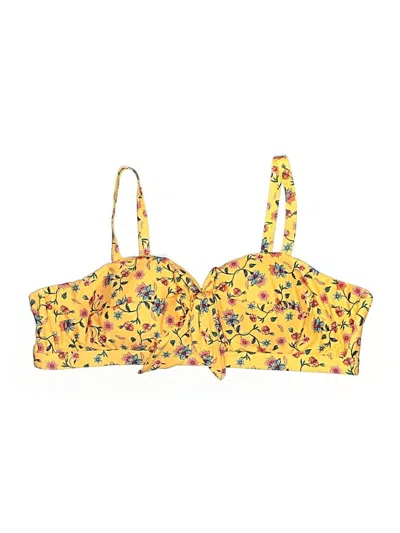 Pre-owned Modcloth Swimsuit Top Yellow Floral Pattern Swimwear