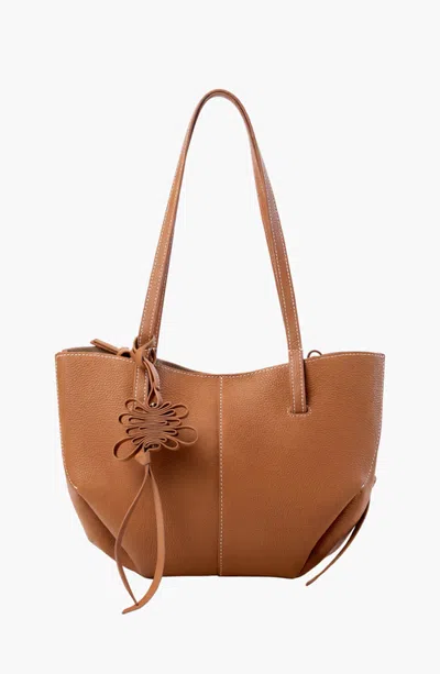 Modenaire Knot Detail Double Handle Tote Bag In Brown