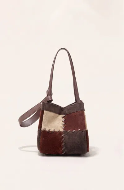 Modenaire Patchwork Whipstitch Bucket Shoulder Bag In Multi