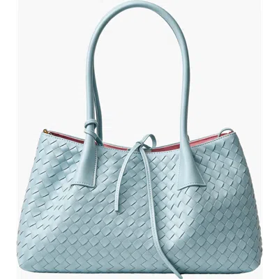 Modenaire Woven Double Handle Tote Bag In Blue