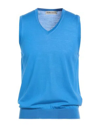 Modes Man Sweater Azure Size 40 Merino Wool In Blue