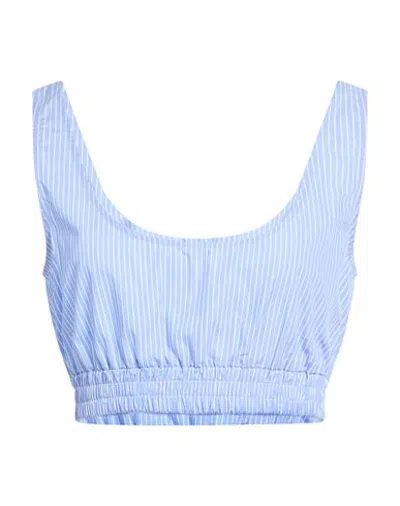 Modes Woman Top Azure Size L Cotton In Blue