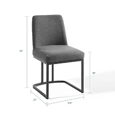 Modway Amplify Sled Base Upholstered Fabric Dining Side Chair In Black Charcoal